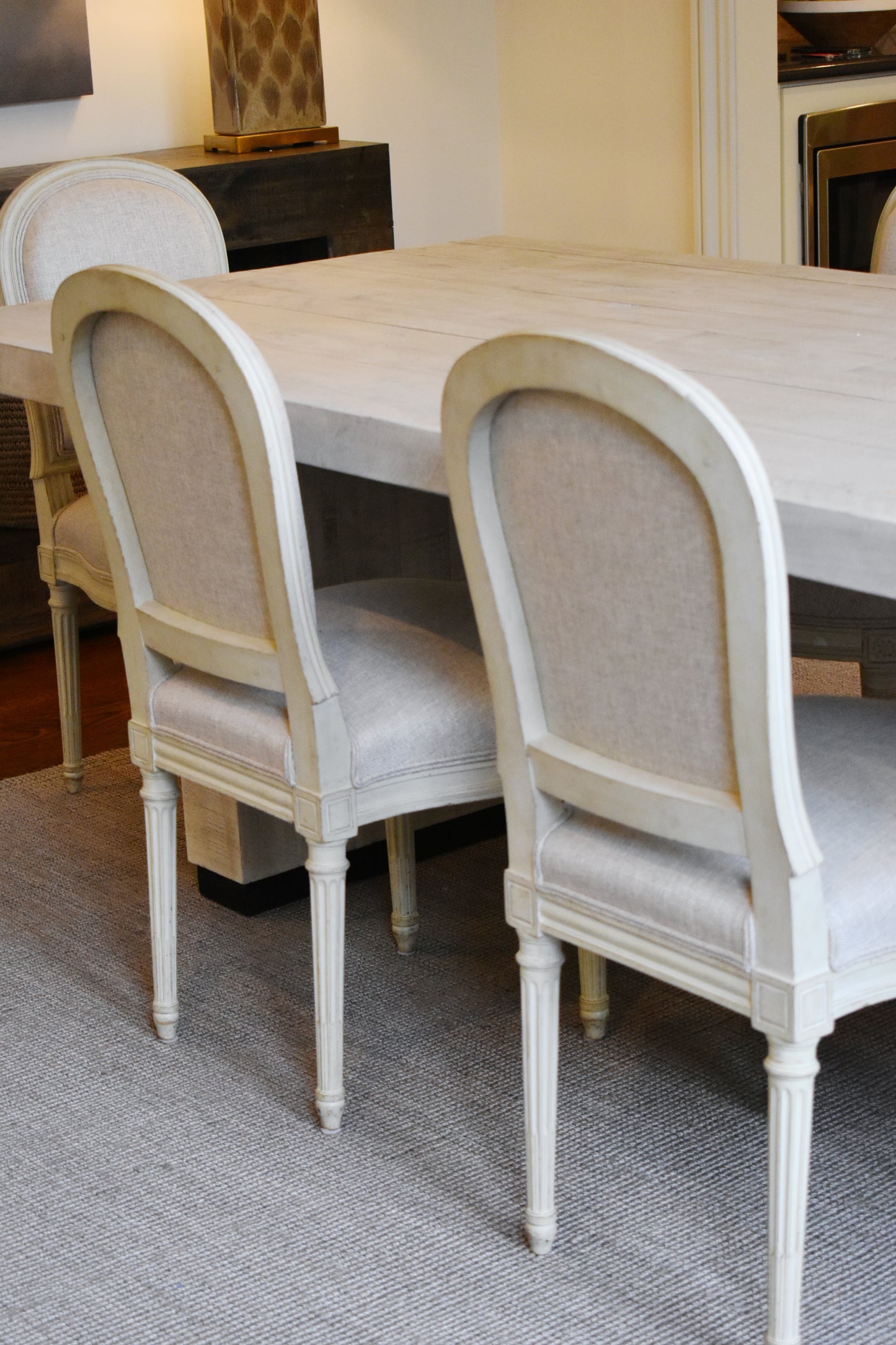 Suite of Six Louis XVI Style Creme Peinte Side Chairs (set)