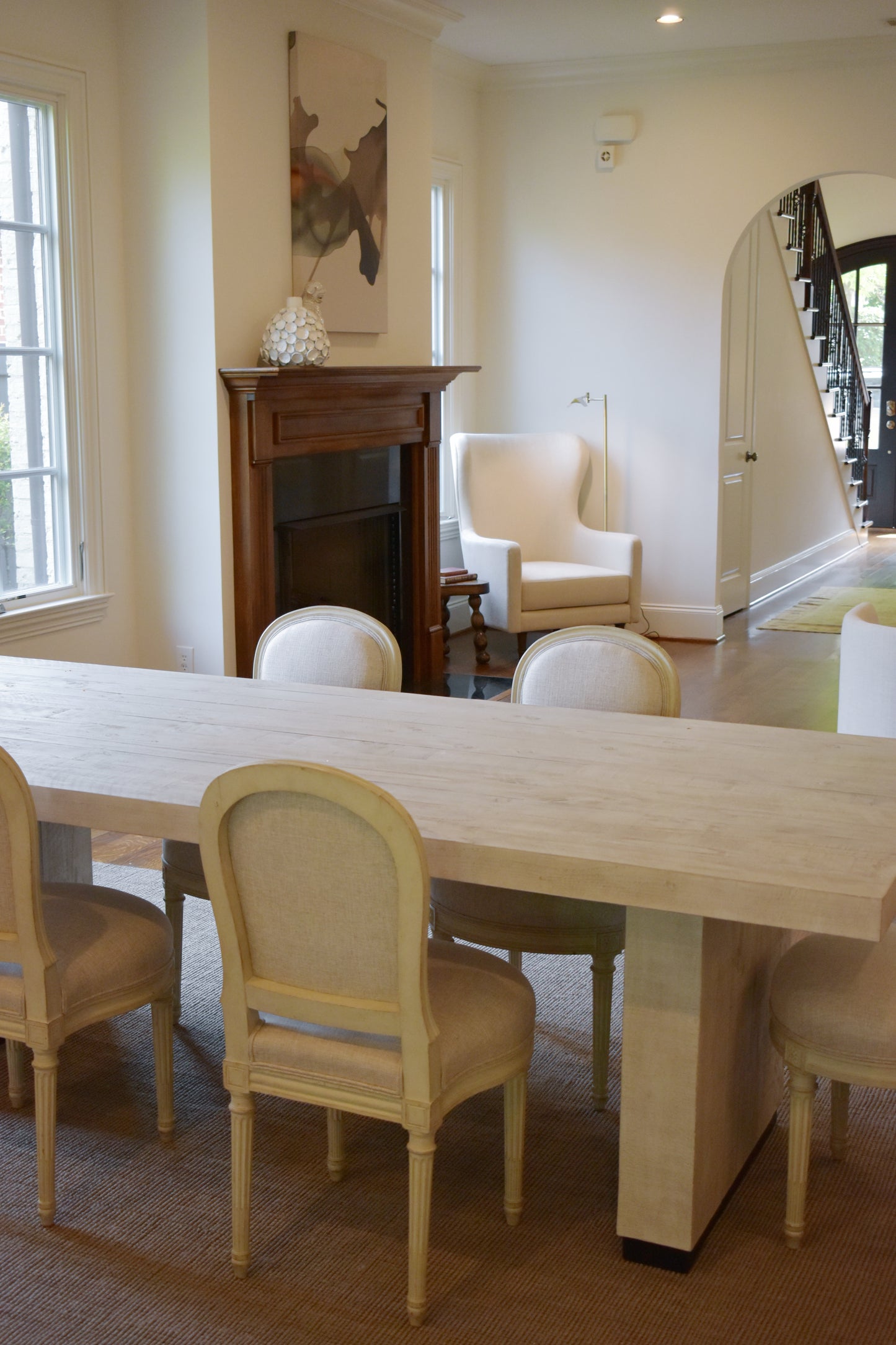 Suite of Six Louis XVI Style Creme Peinte Side Chairs (set)