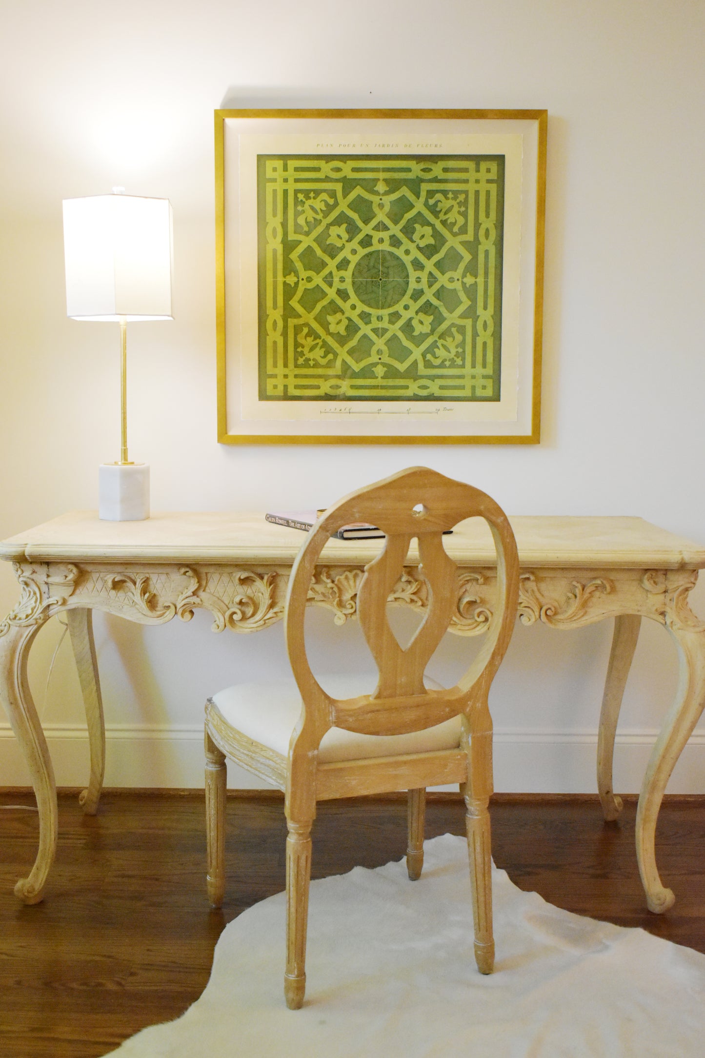French Provincial Bleached Oak Writing Table