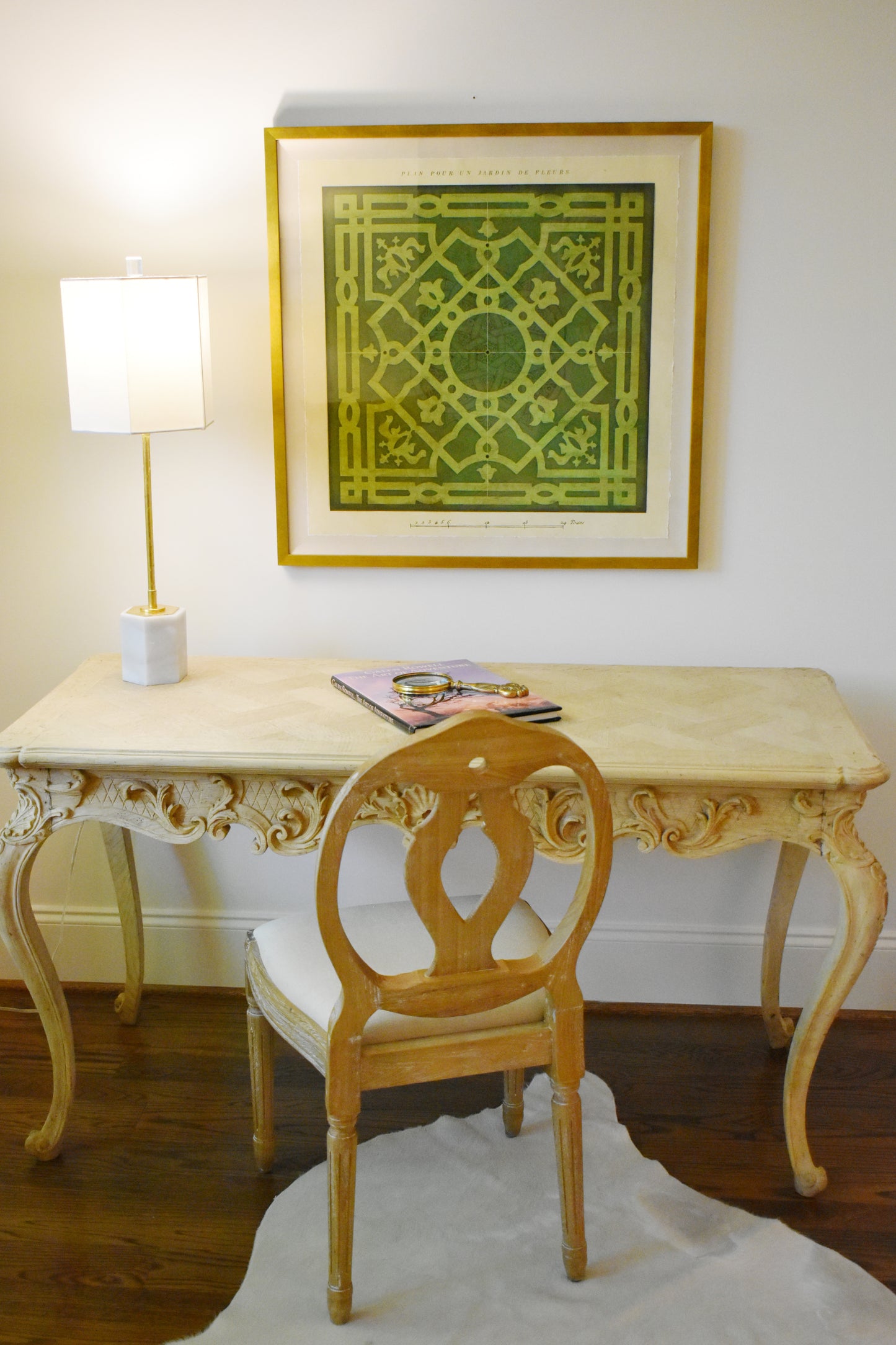 French Provincial Bleached Oak Writing Table