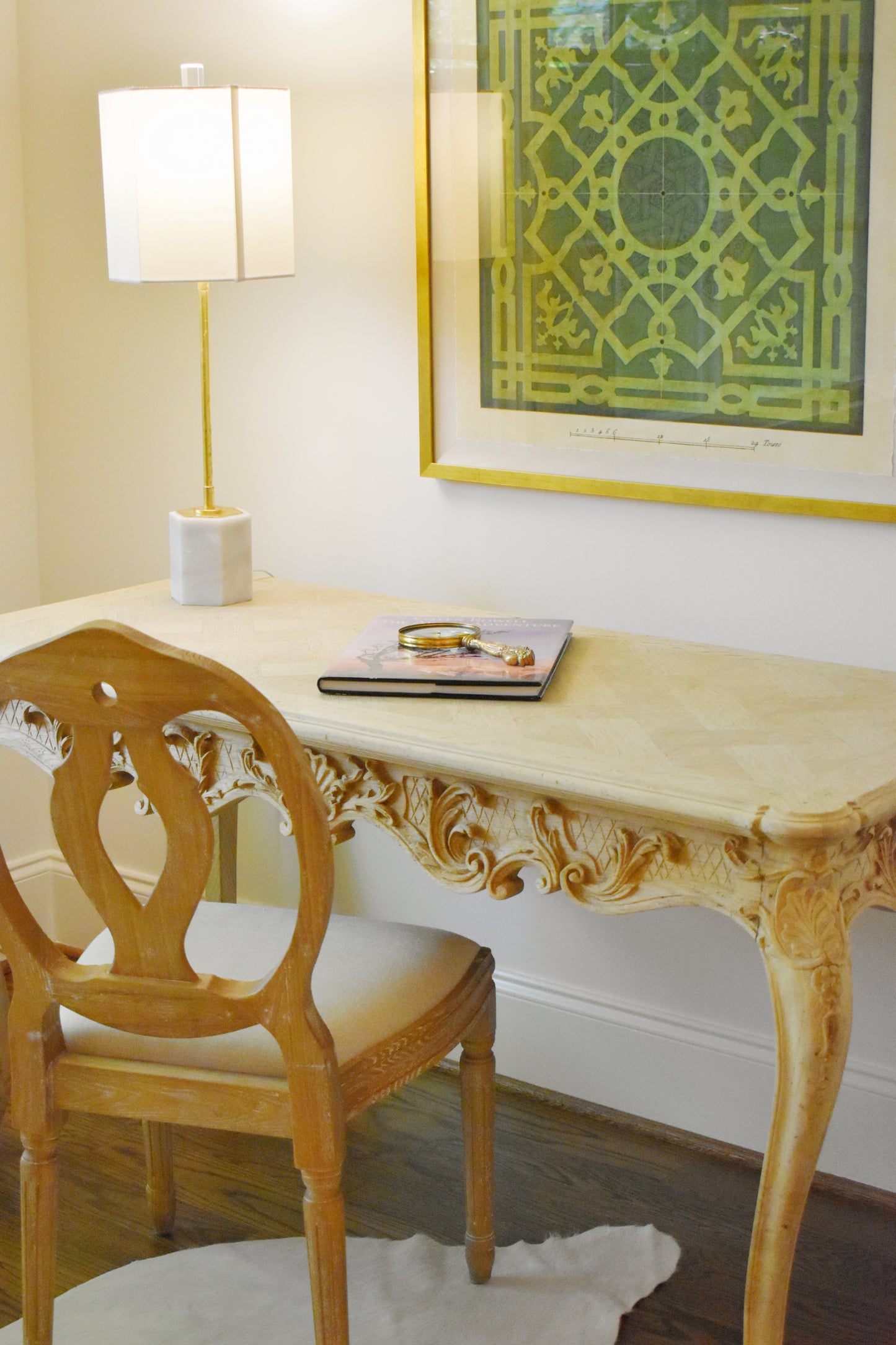 French Provincial Bleached Oak Writing Table