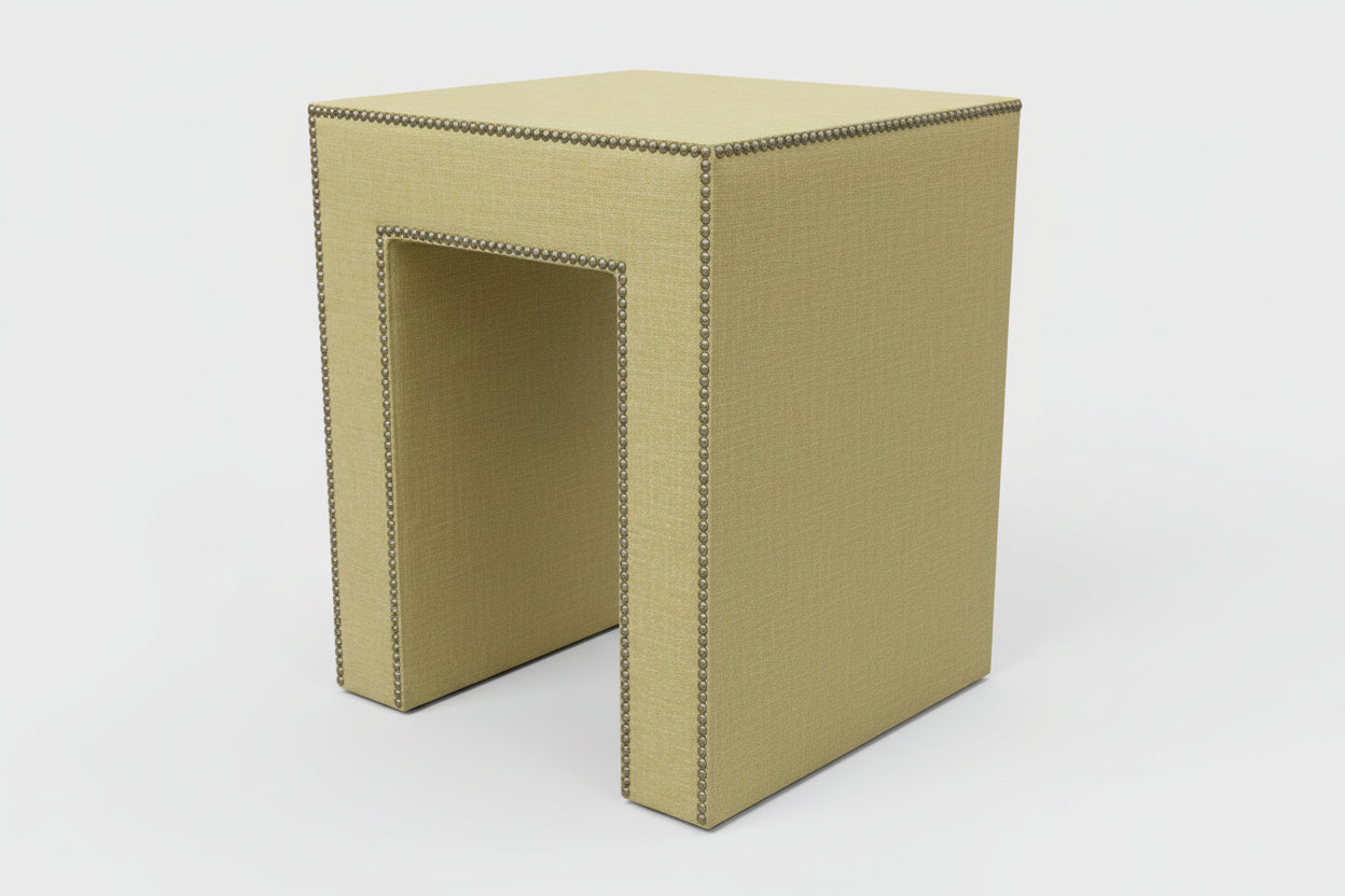 Upholstered Accent Table with Glass Top Turbcitron