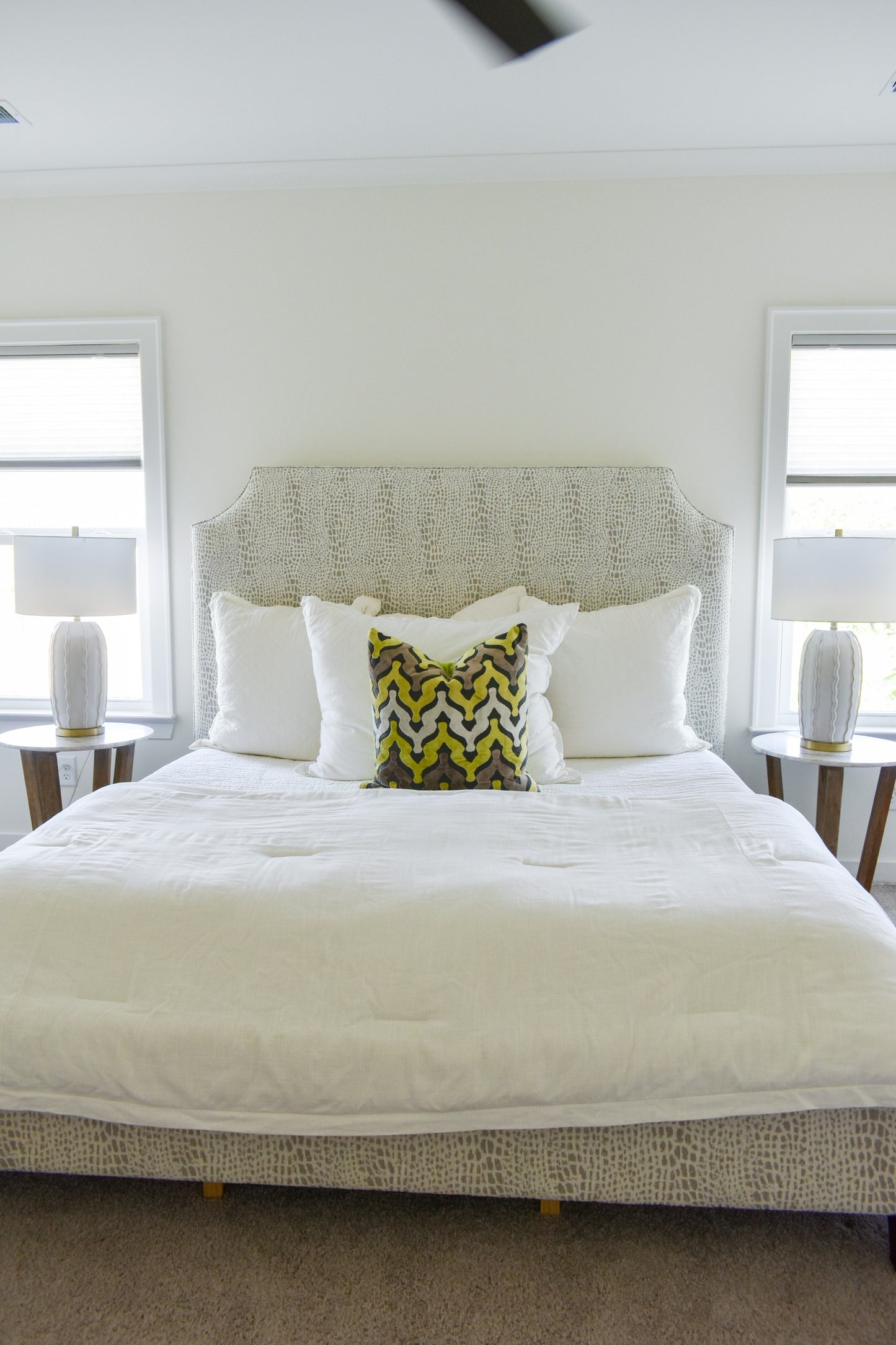Upholstered Queen Bed - Darwin Cream
