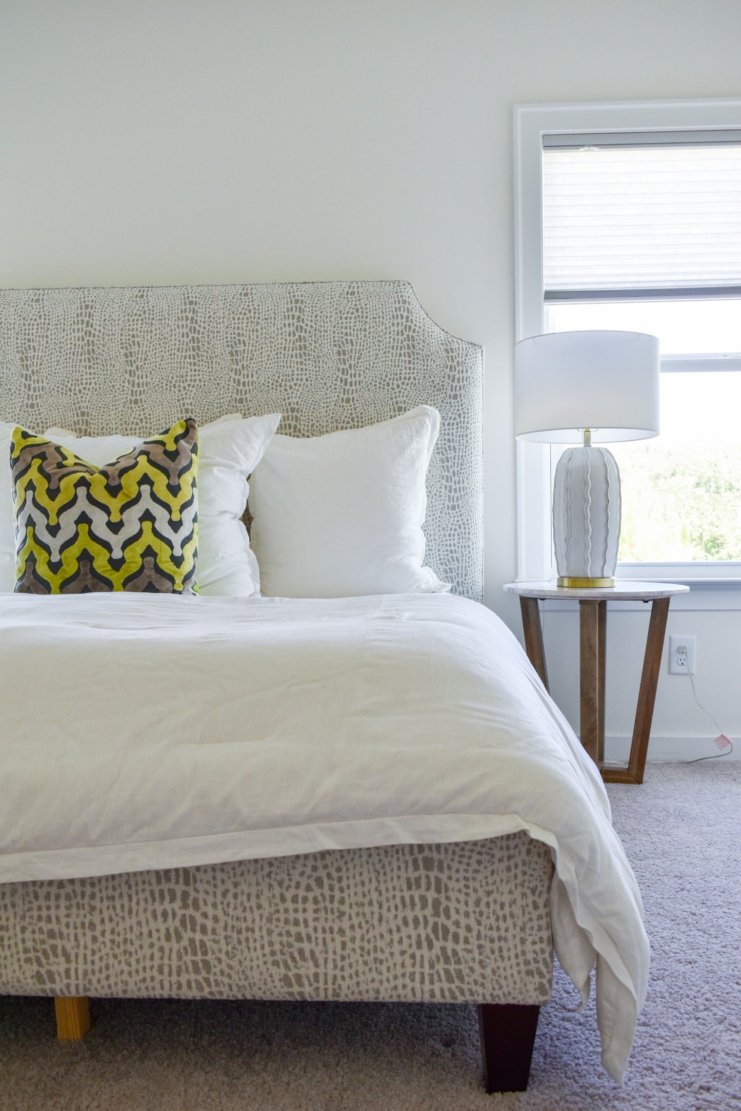 Upholstered Queen Bed - Darwin Cream