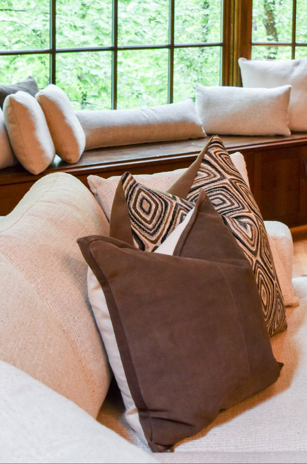Geometric Brown Black and Cream Pillow