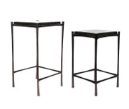 Cognac Pressed Glass Cast Metal Accent Nesting Table Set