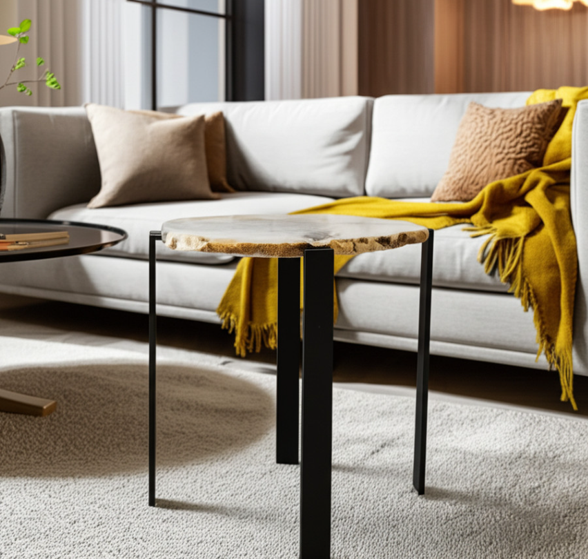 Raw Edge Agate Accent Table