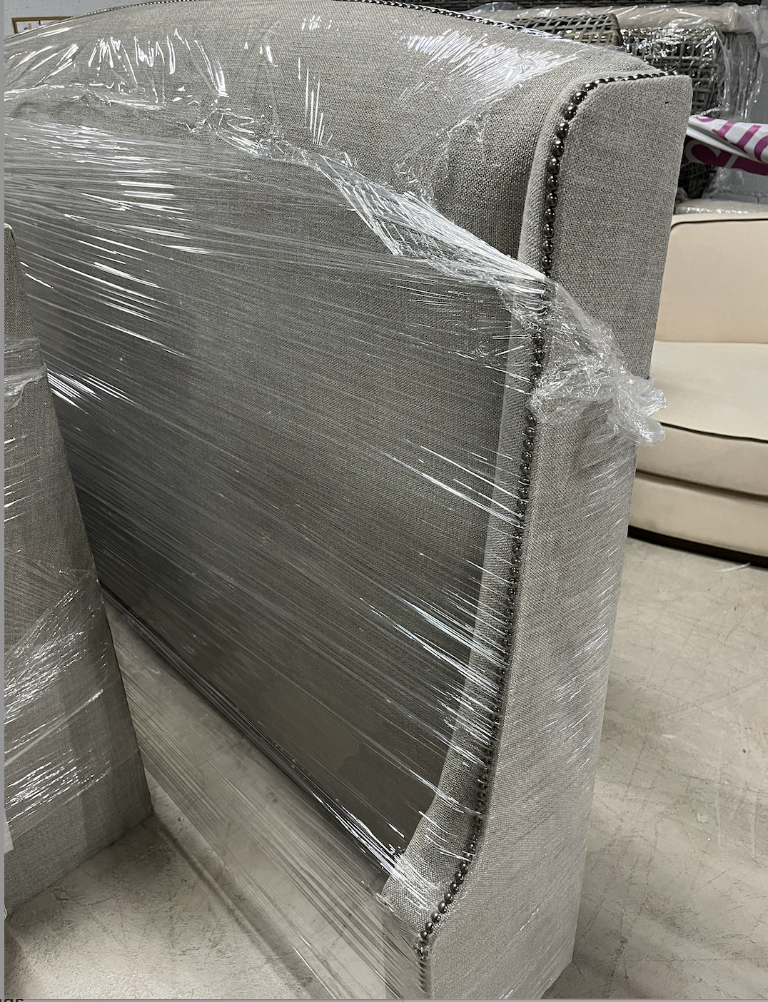 Upholstered Queen Headboard /Myra Graphite BLK Nickel
