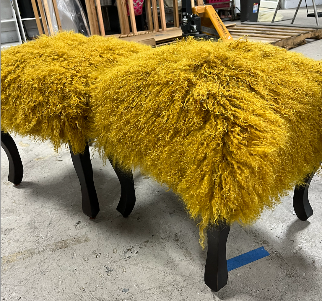 Serape Stool 18" with Tibetan Top Mustard