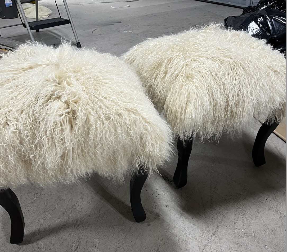 Serape Stool 18" with Tibetan Top Off White