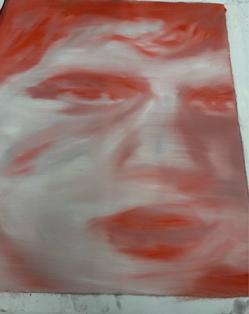 Oil On Canvas Red Man Framed