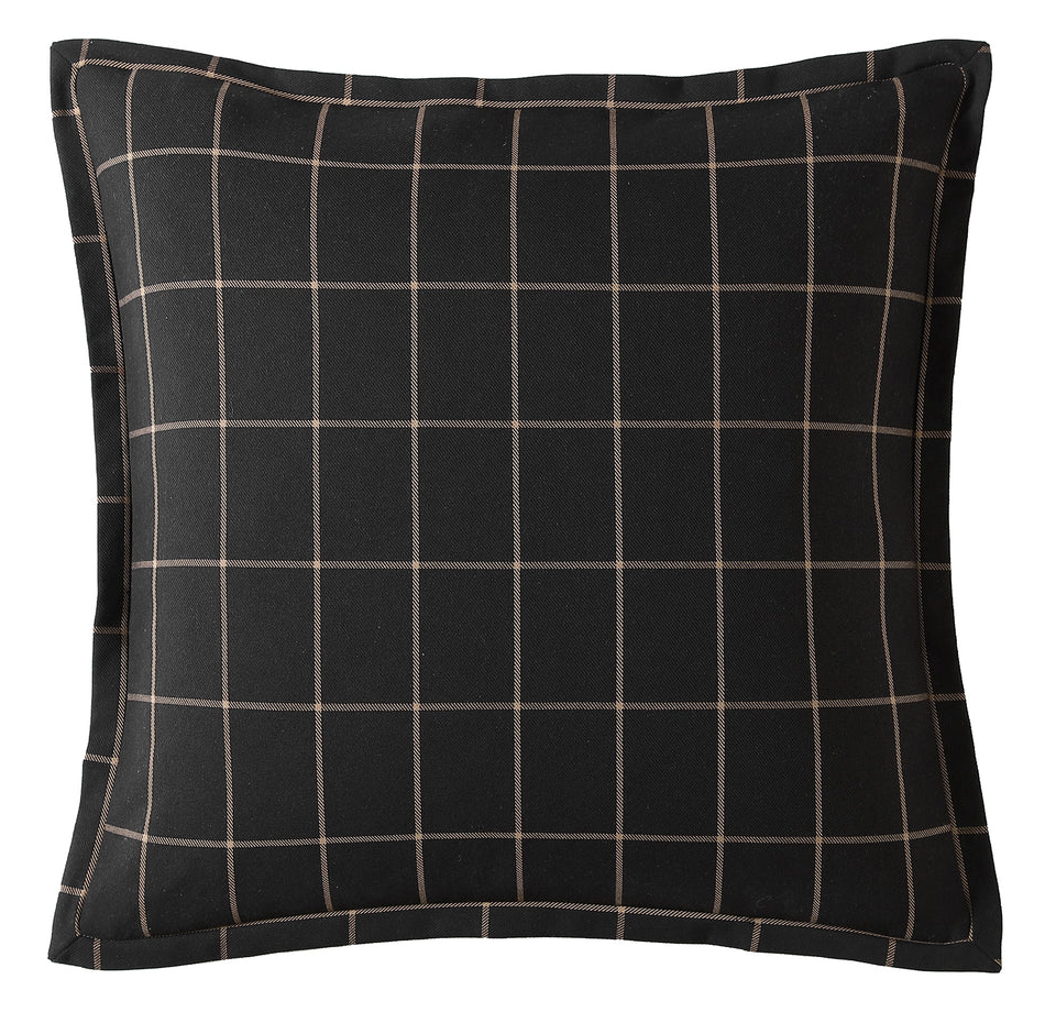 Windowpane Plaid Euro Pillow - Black