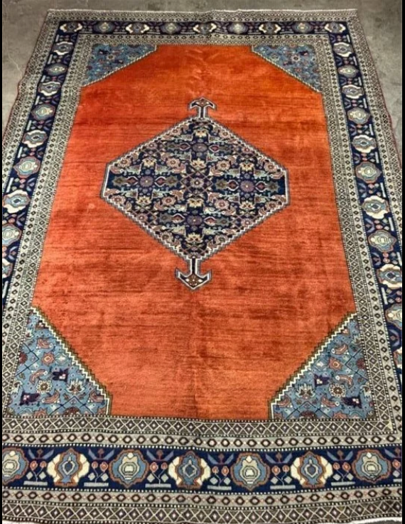 Vintage Orange Scatter Rug 7.8' x 10'