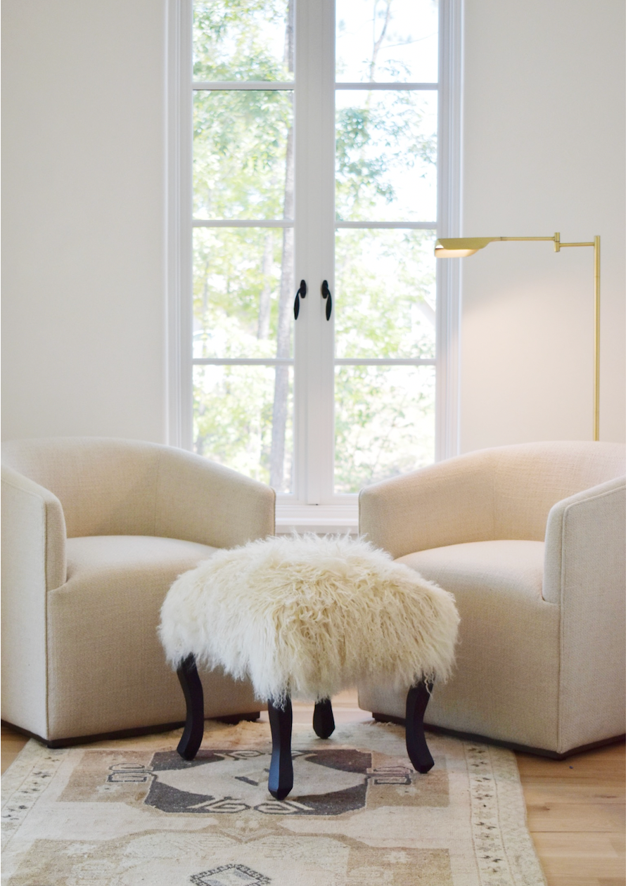 Serape Stool 18" with Tibetan Top Off White