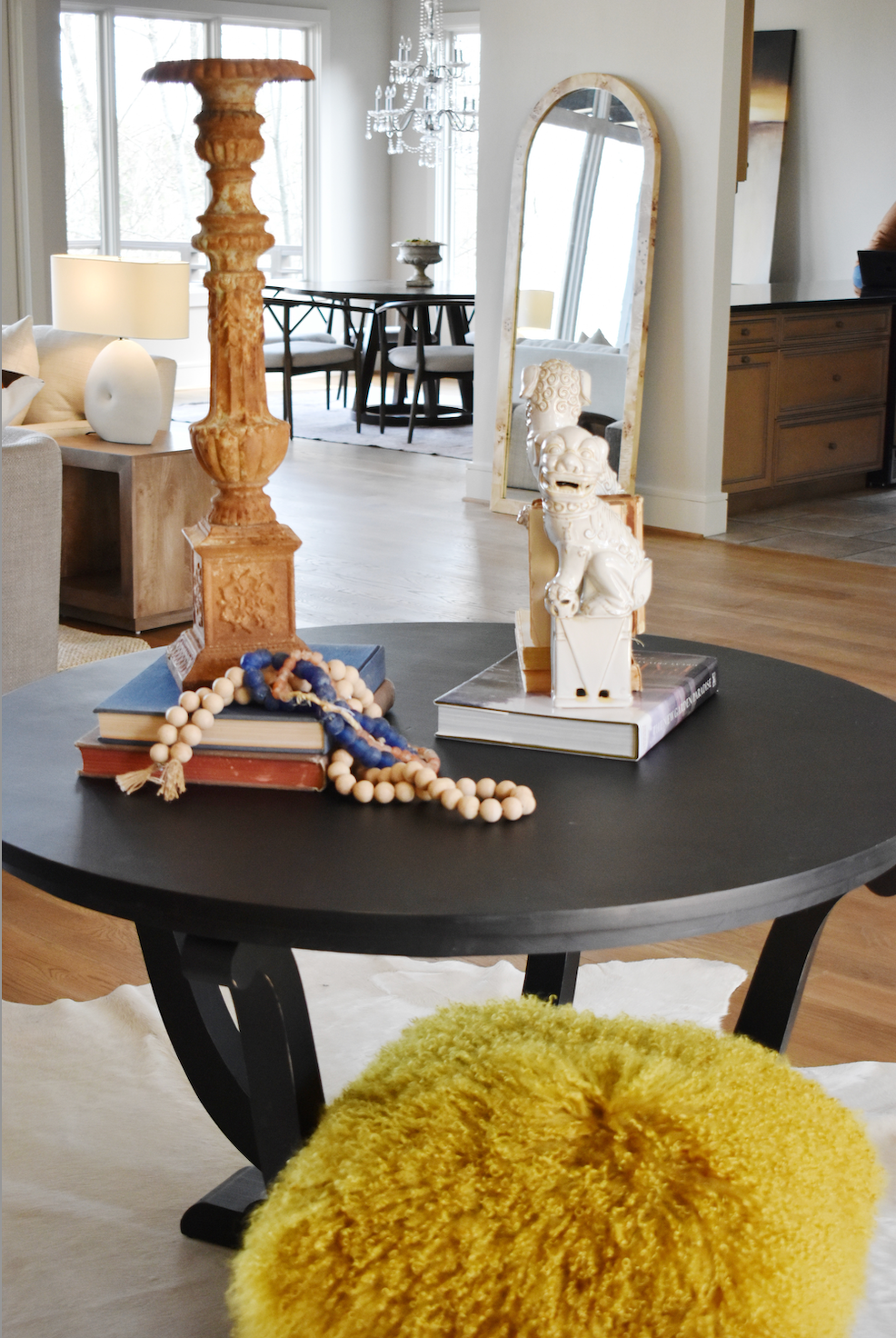 Serape Stool 18" with Tibetan Top Mustard