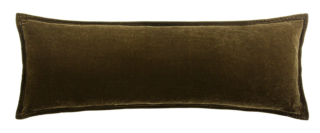 Stella Velvet Lumbar - Green Ochre