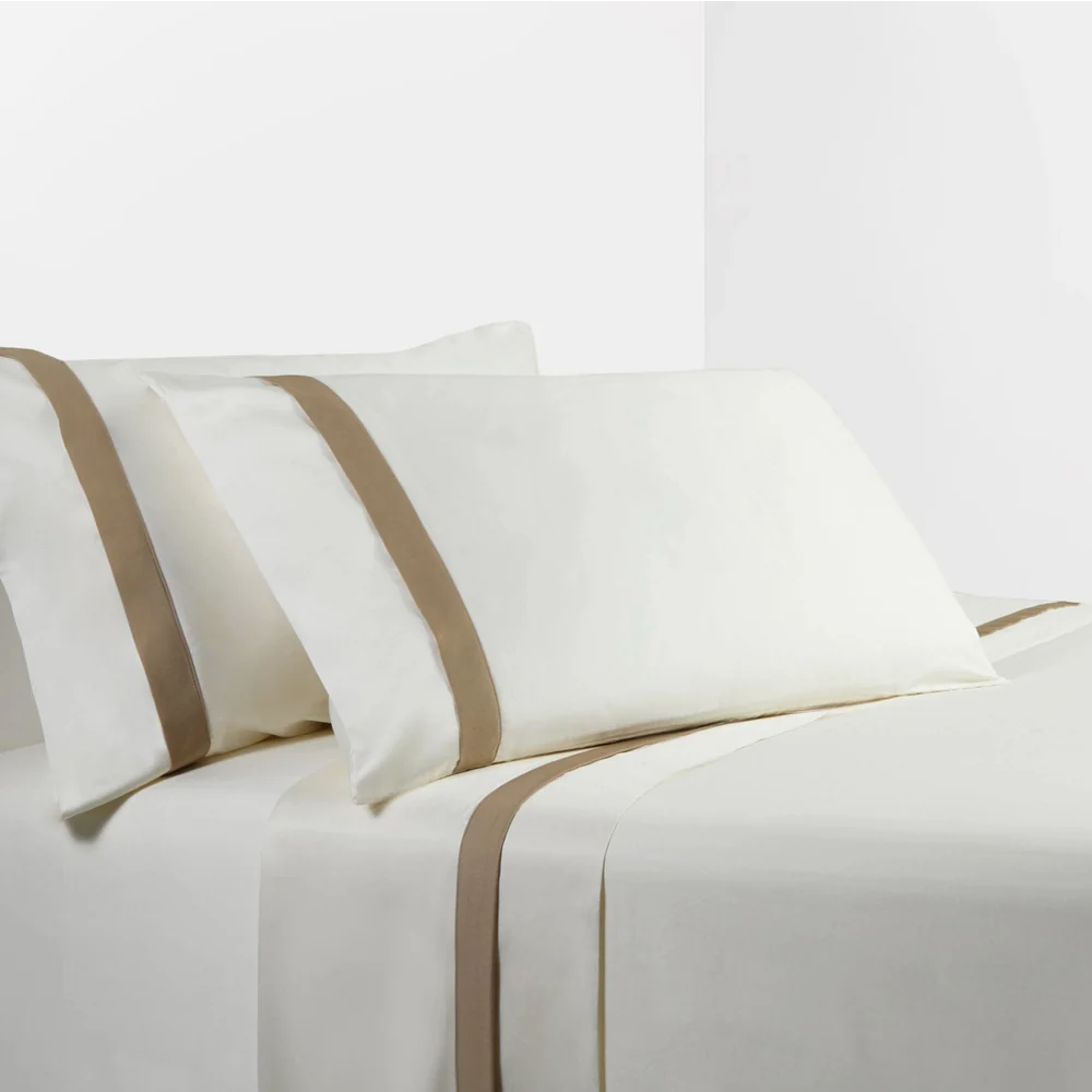 Flange Design Queen Sheet Set - Tan