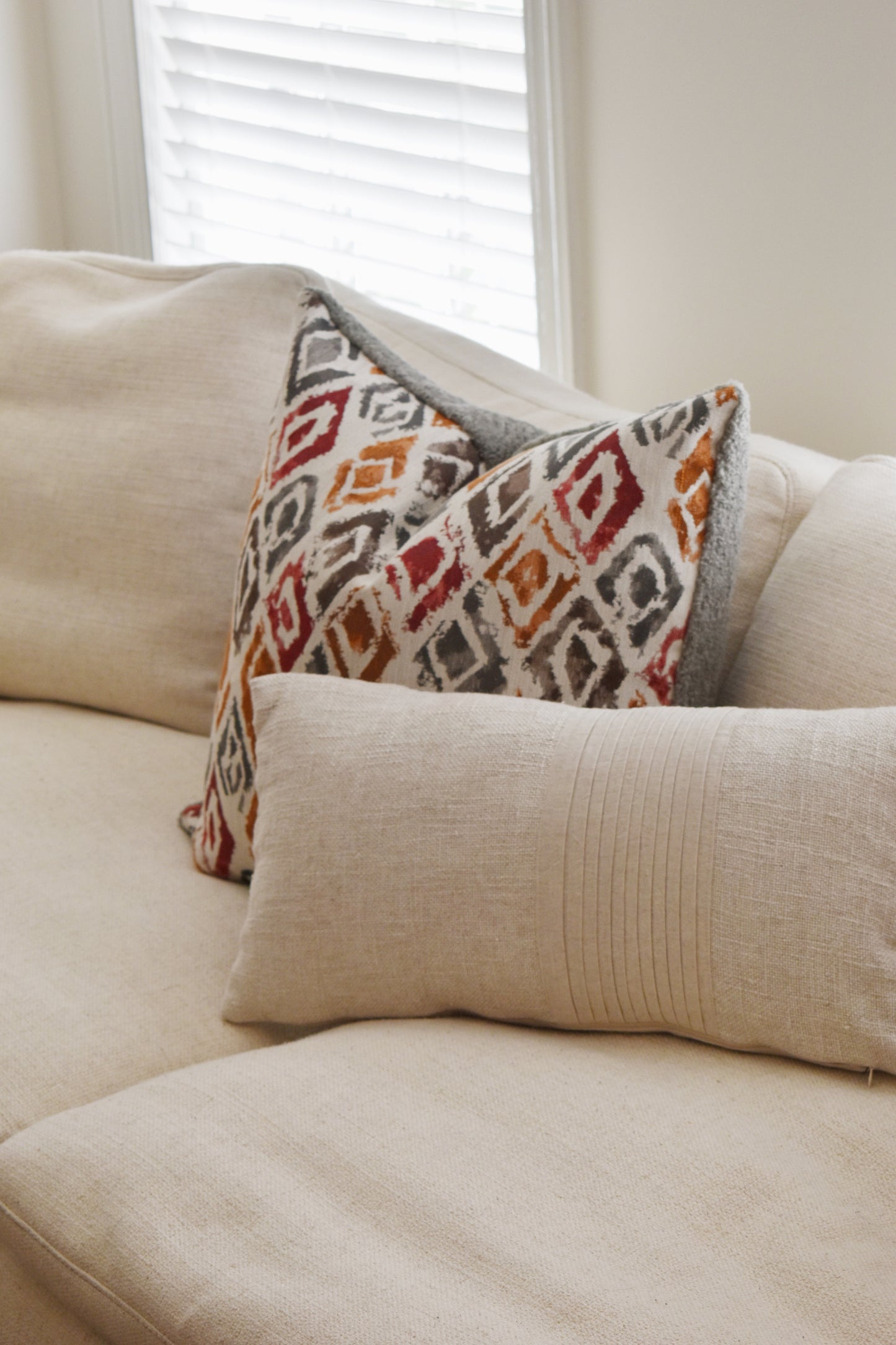 White Down-Feathered Sofa 96"