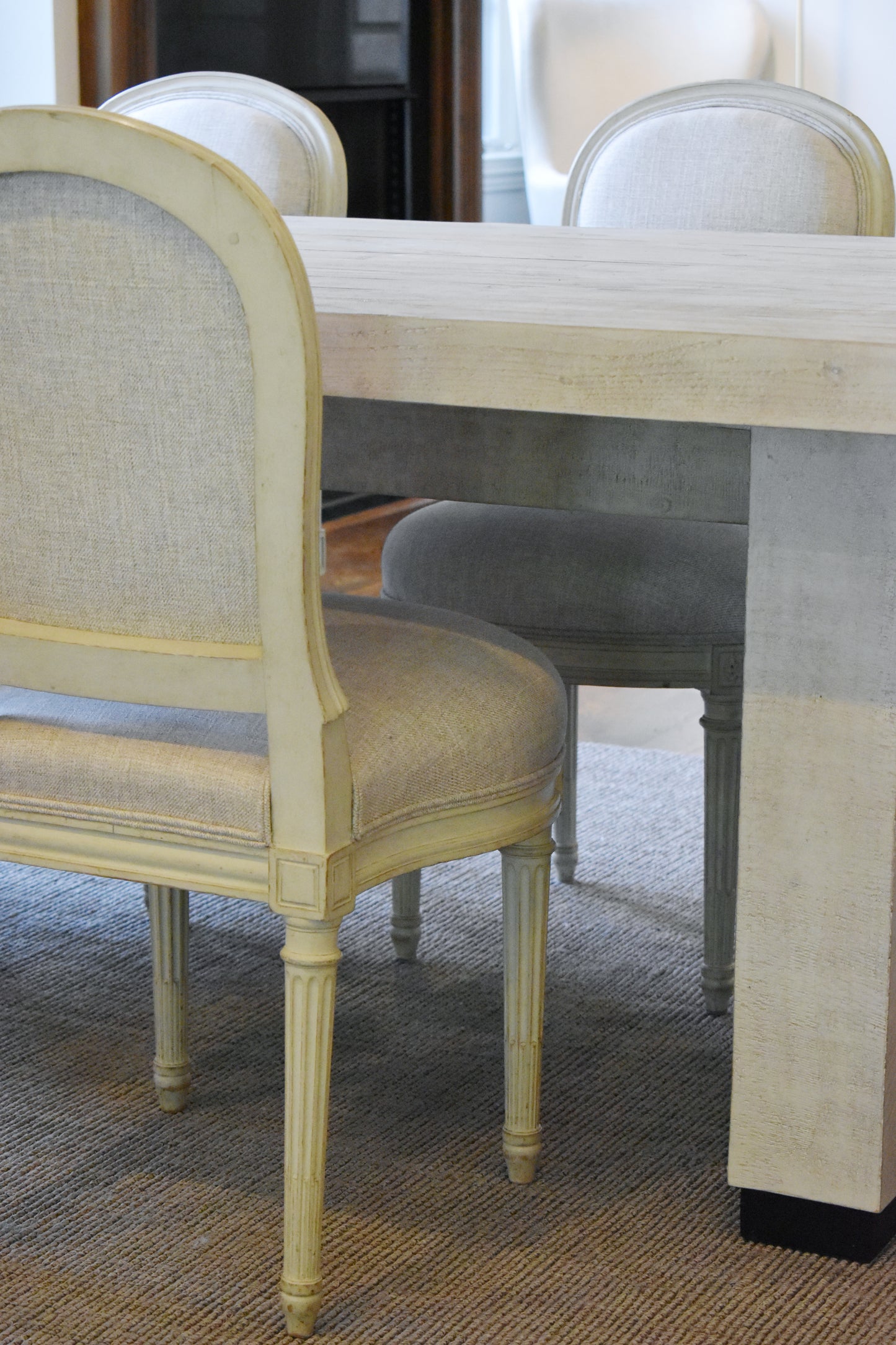 Suite of Six Louis XVI Style Creme Peinte Side Chairs (set)