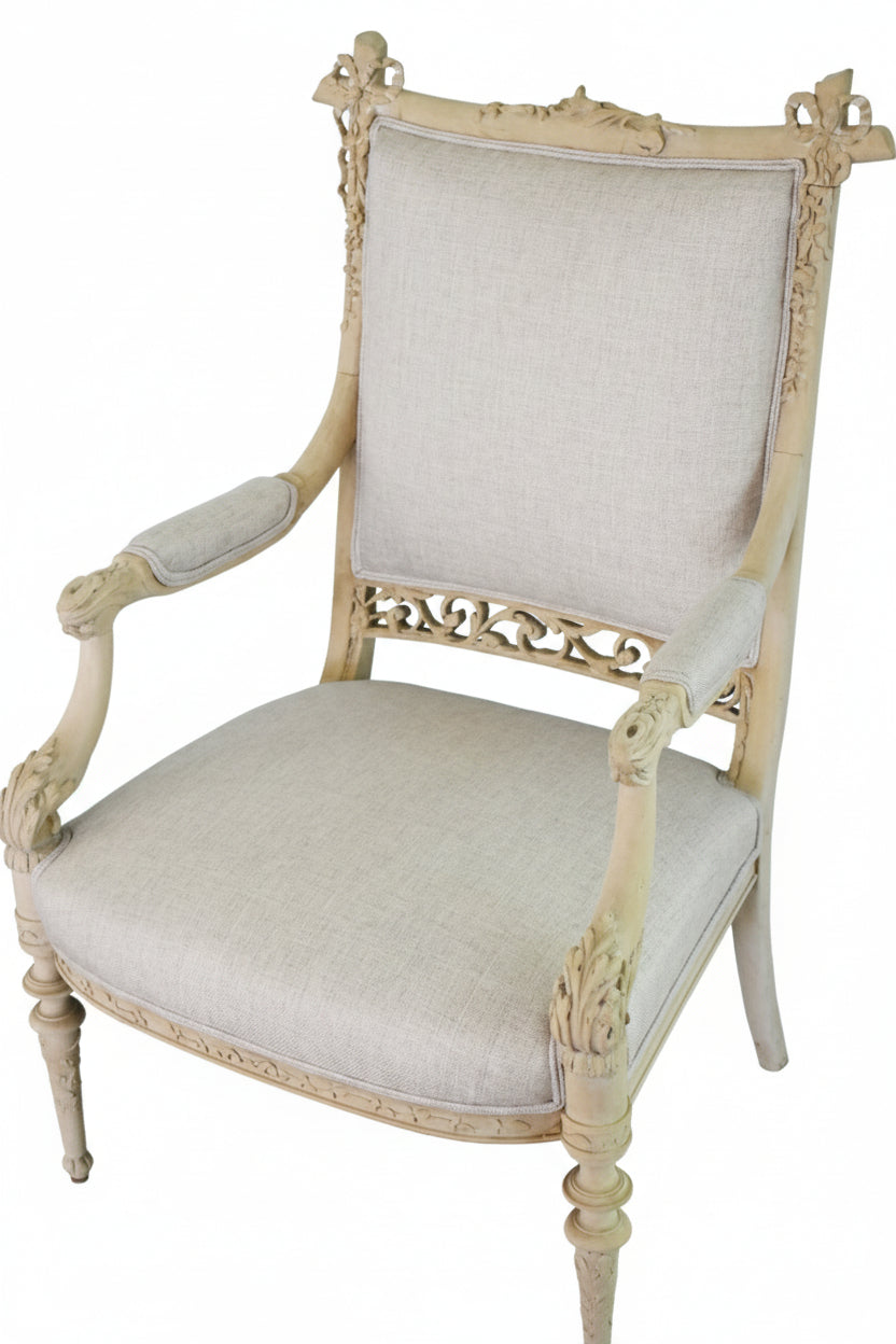 Louis XVI-Inspired Bleached Fruitwood Fauteuils