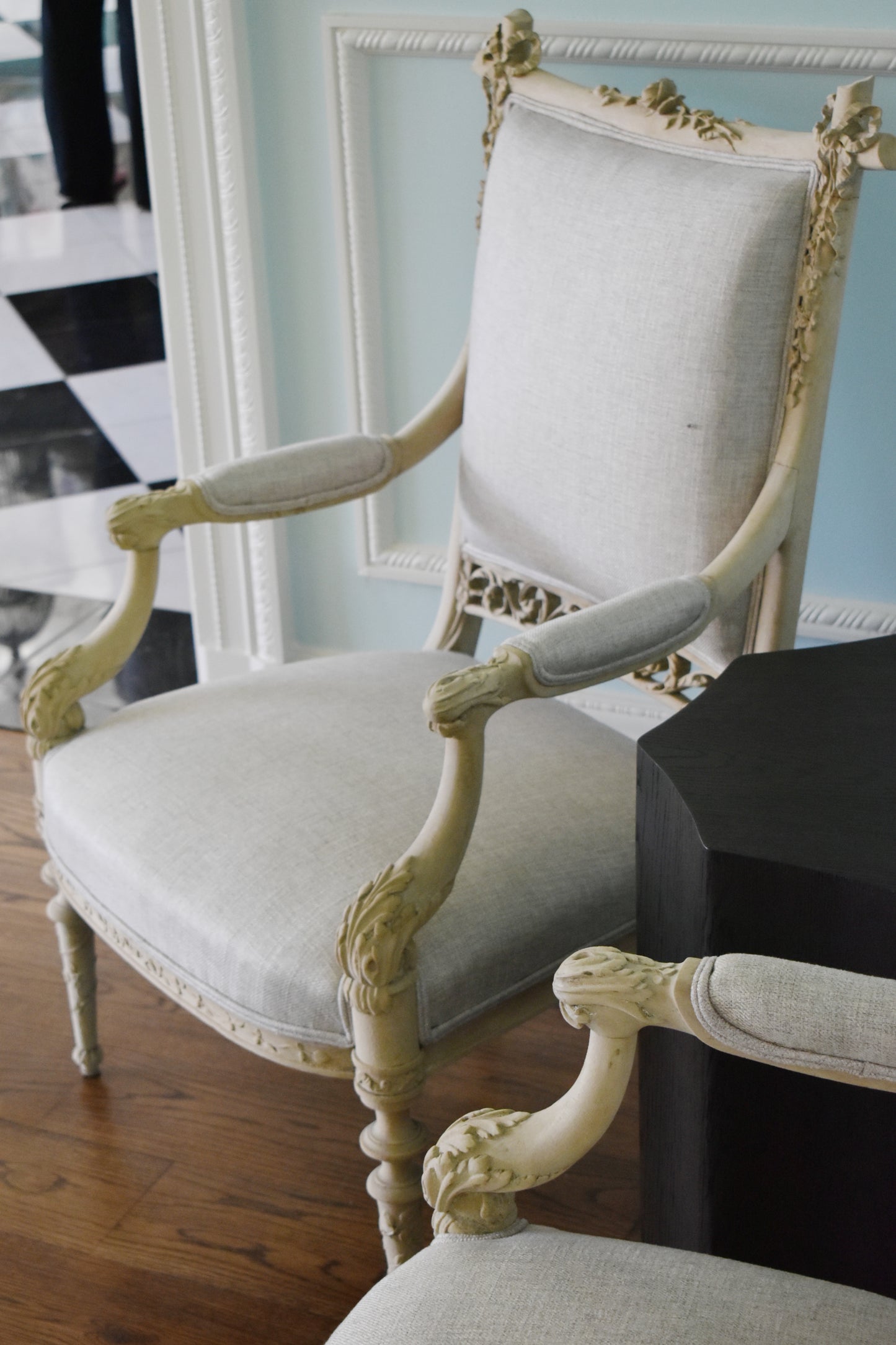 Louis XVI-Inspired Bleached Fruitwood Fauteuils