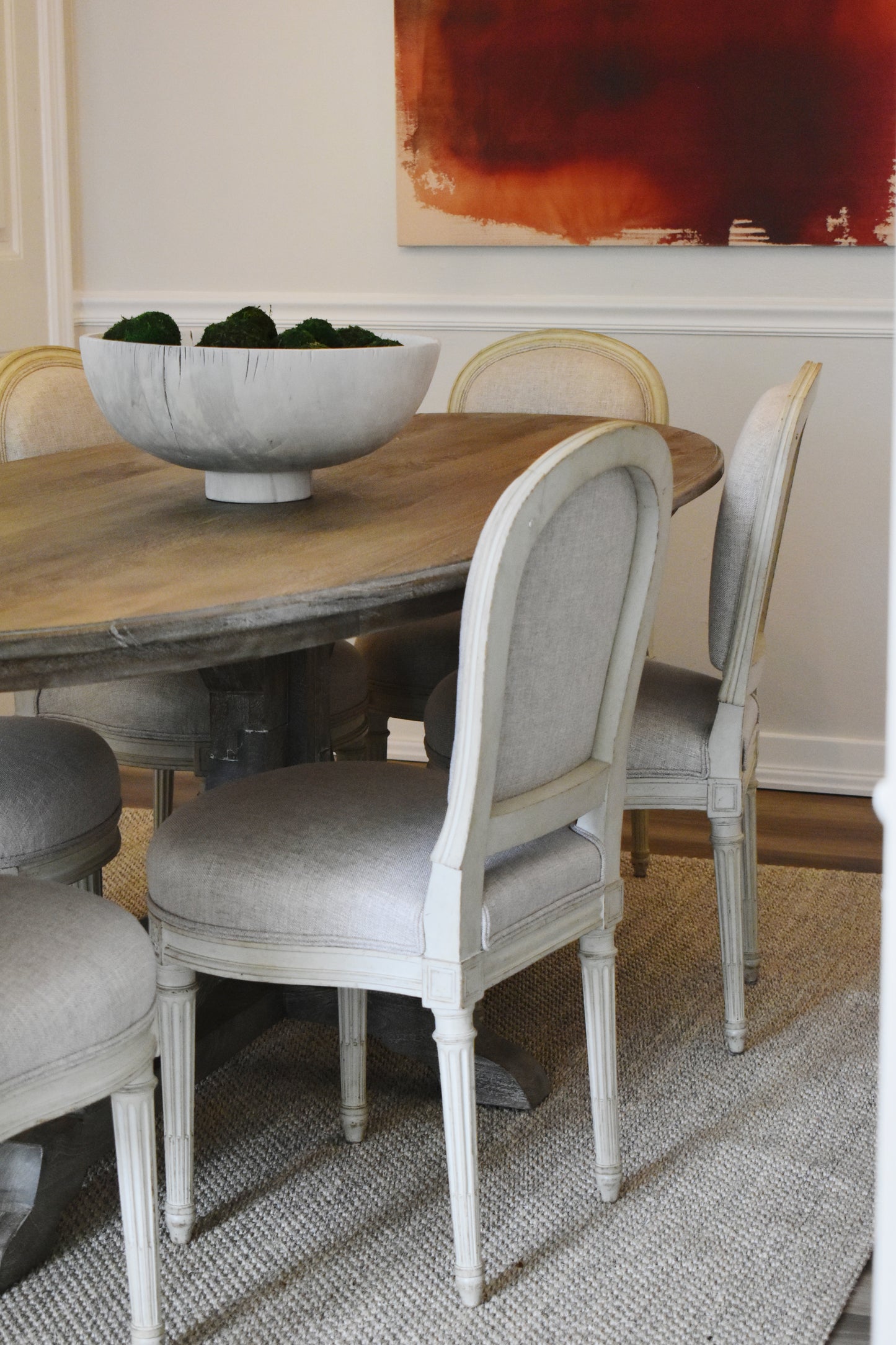 Suite of Six Louis XVI Style Creme Peinte Side Chairs (set)