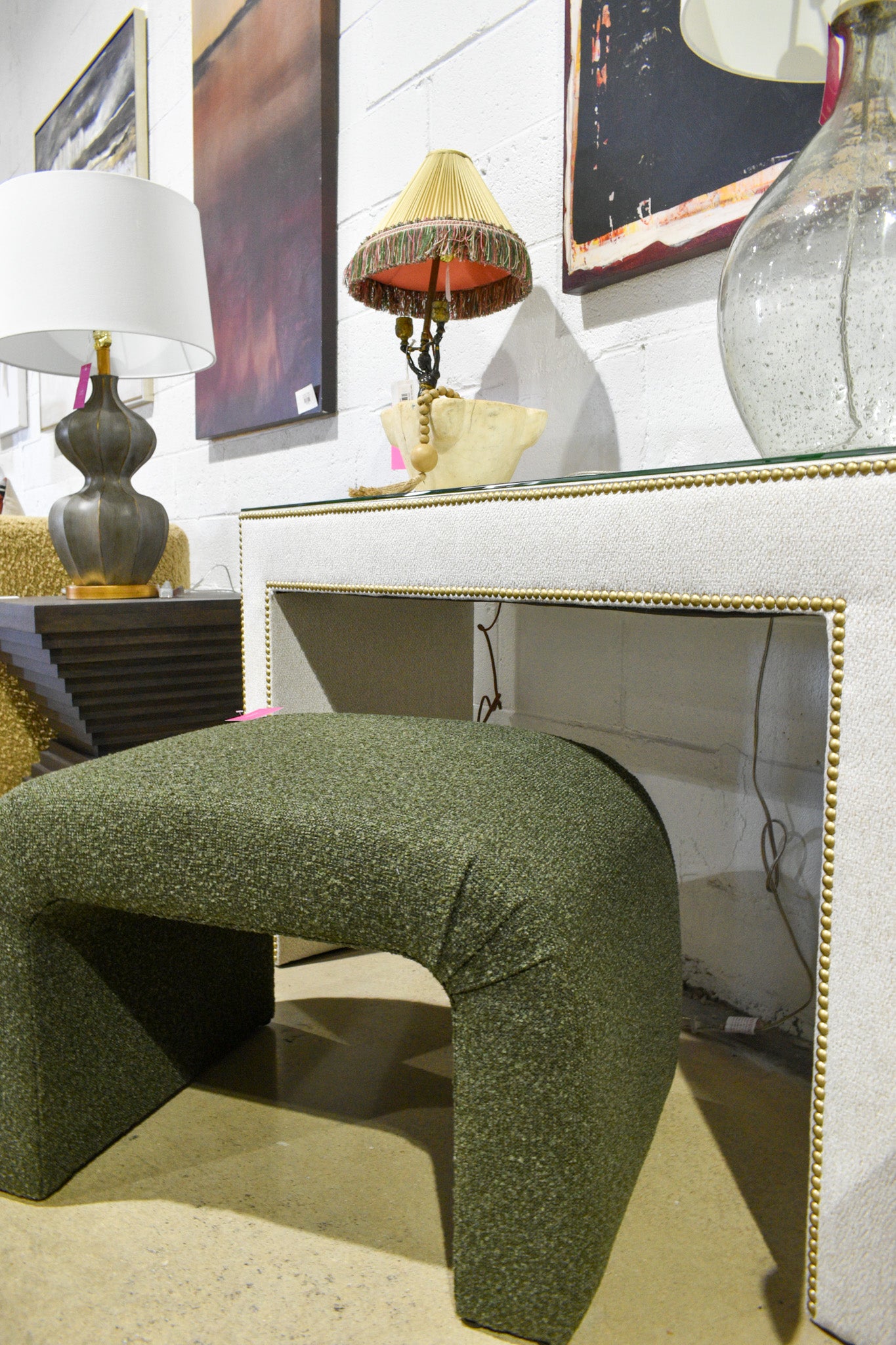 Upholstered Bench, Indus Kelp 26"
