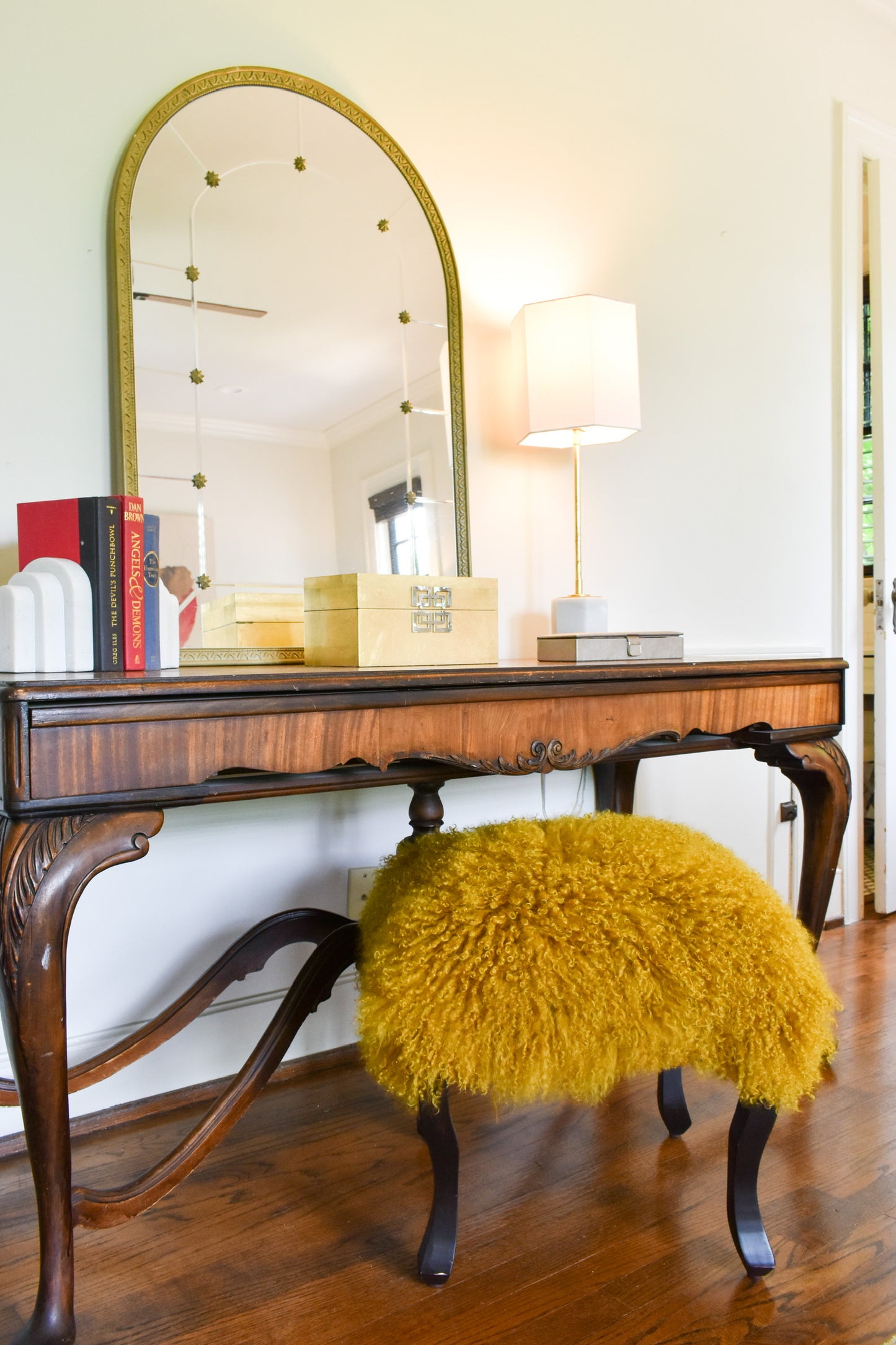Serape Stool 18" with Tibetan Top Mustard