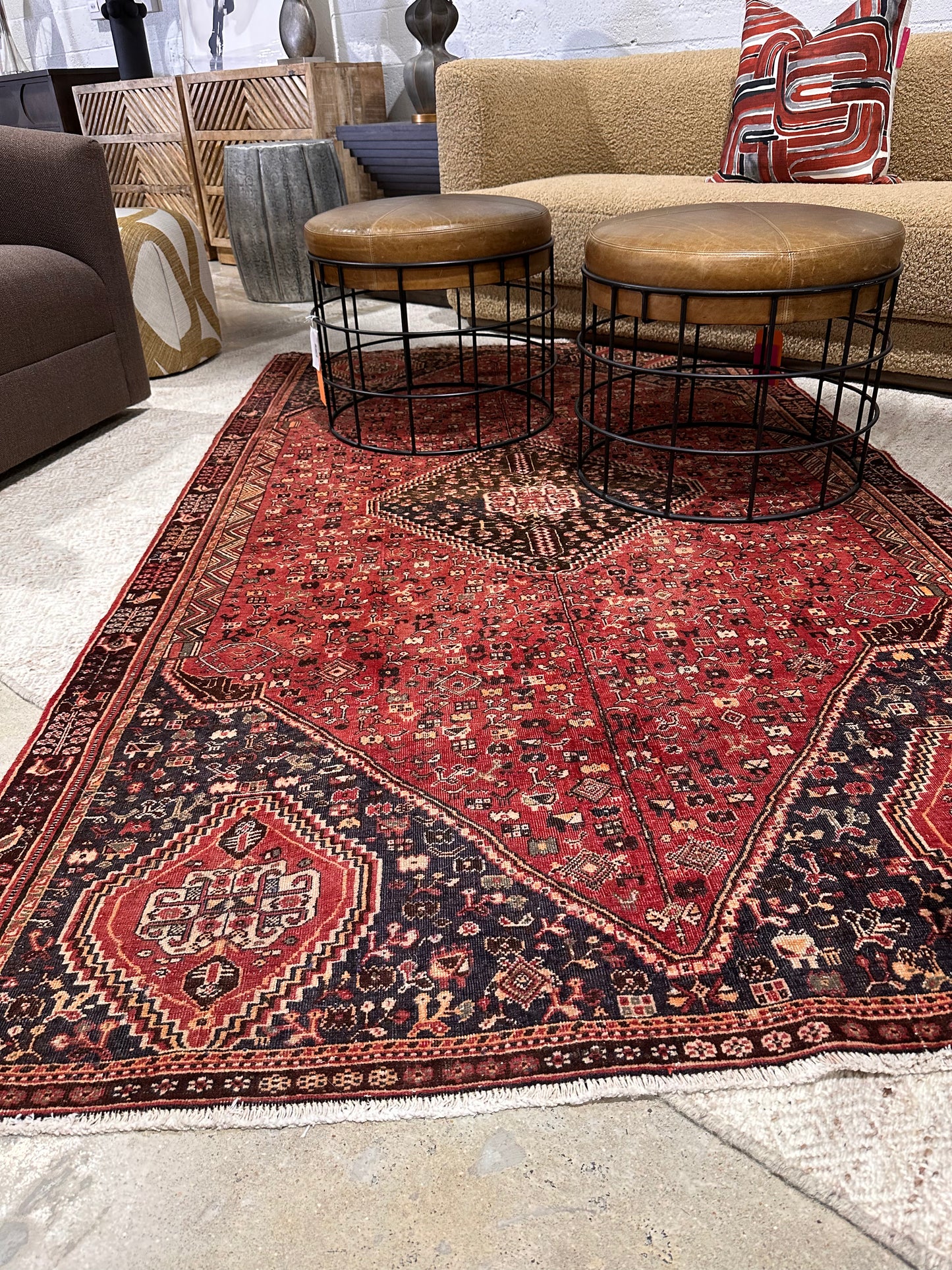 Vintage Hand-knotted Qashghi Rug