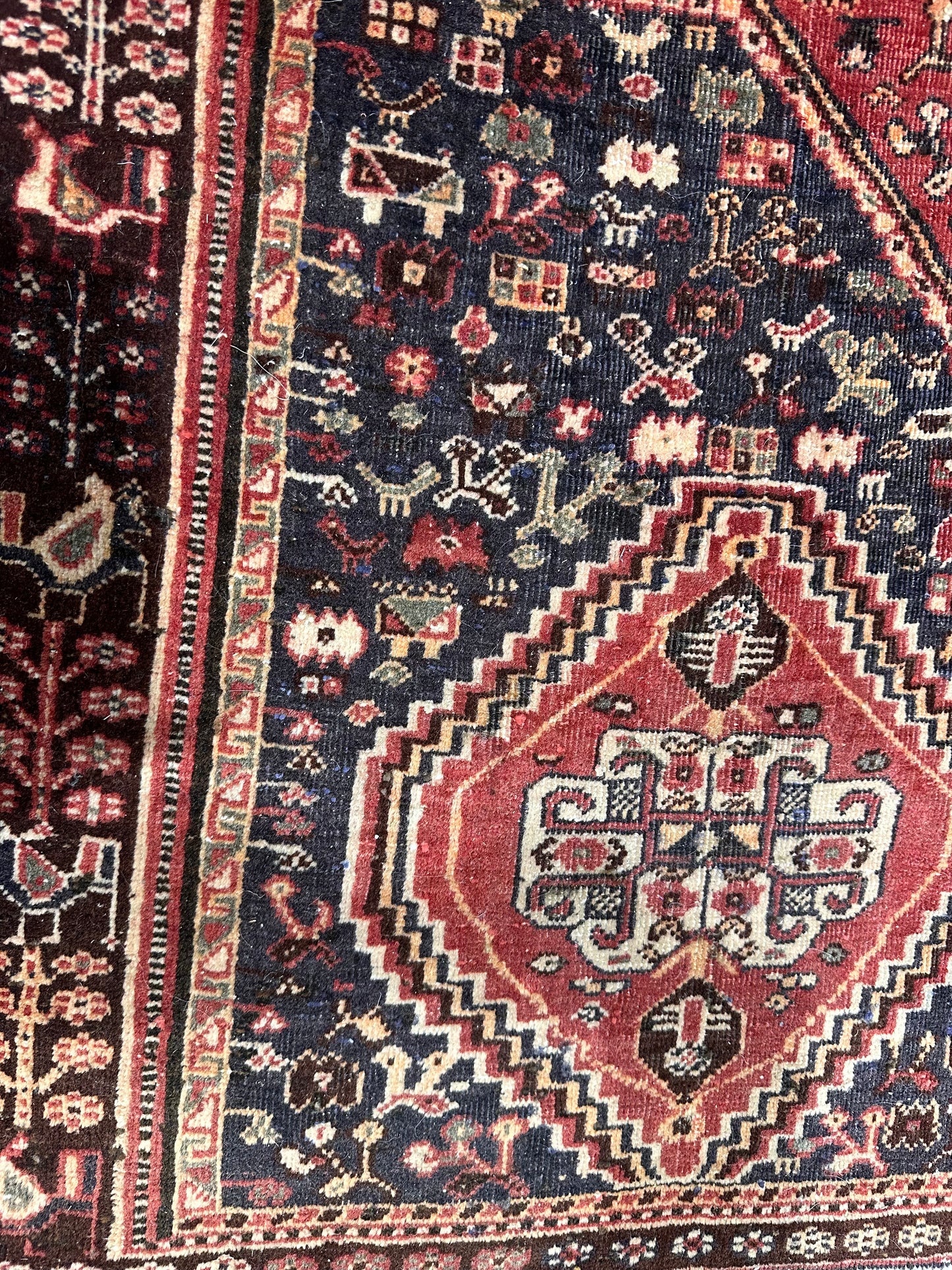 Vintage Hand-knotted Qashghi Rug