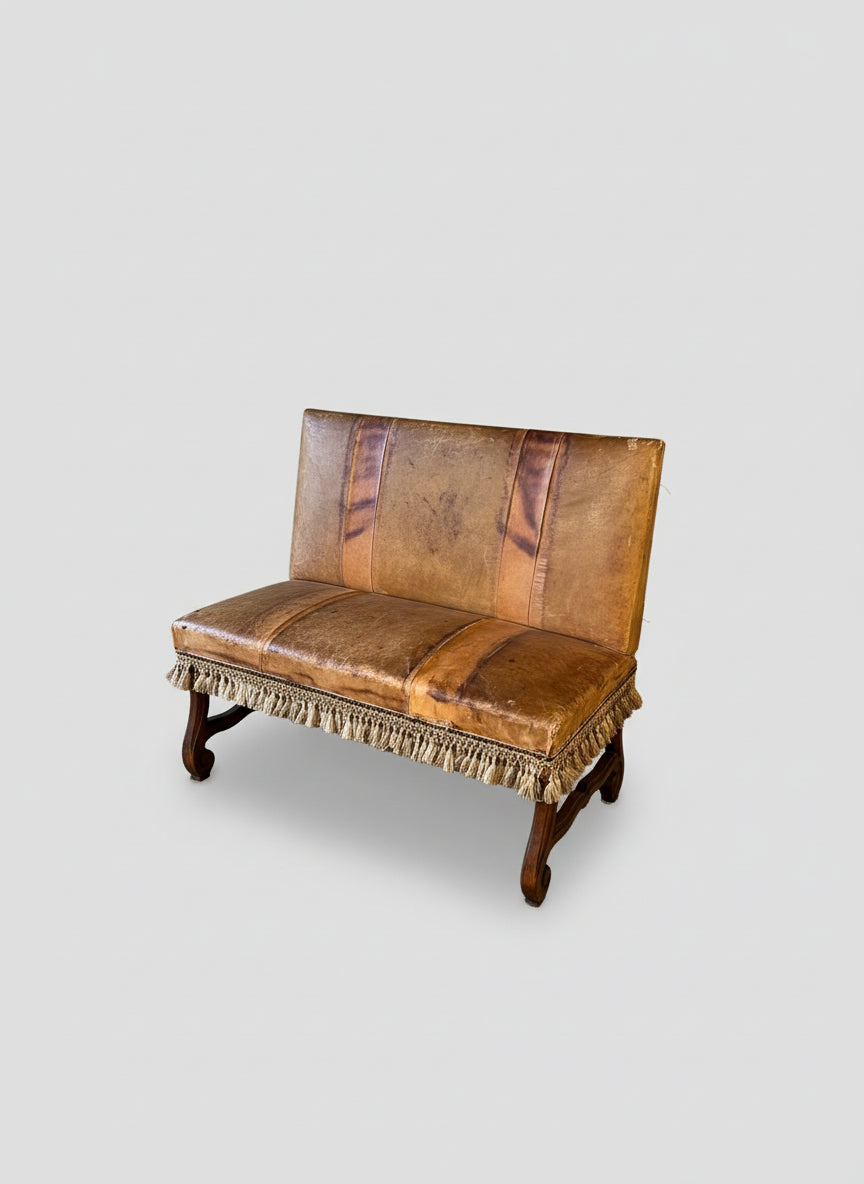 Leather Settee with Fringe