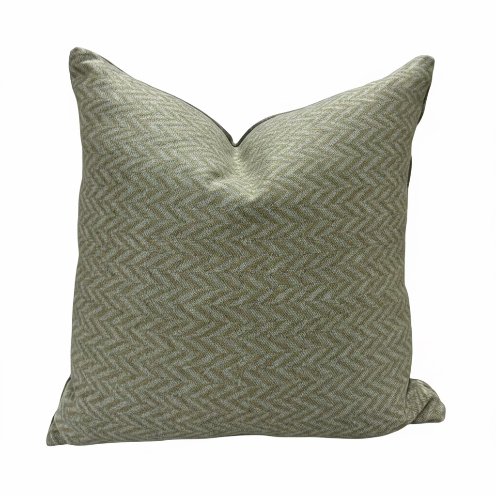 Charcoal and Blue Plaid & Chevron Pillow