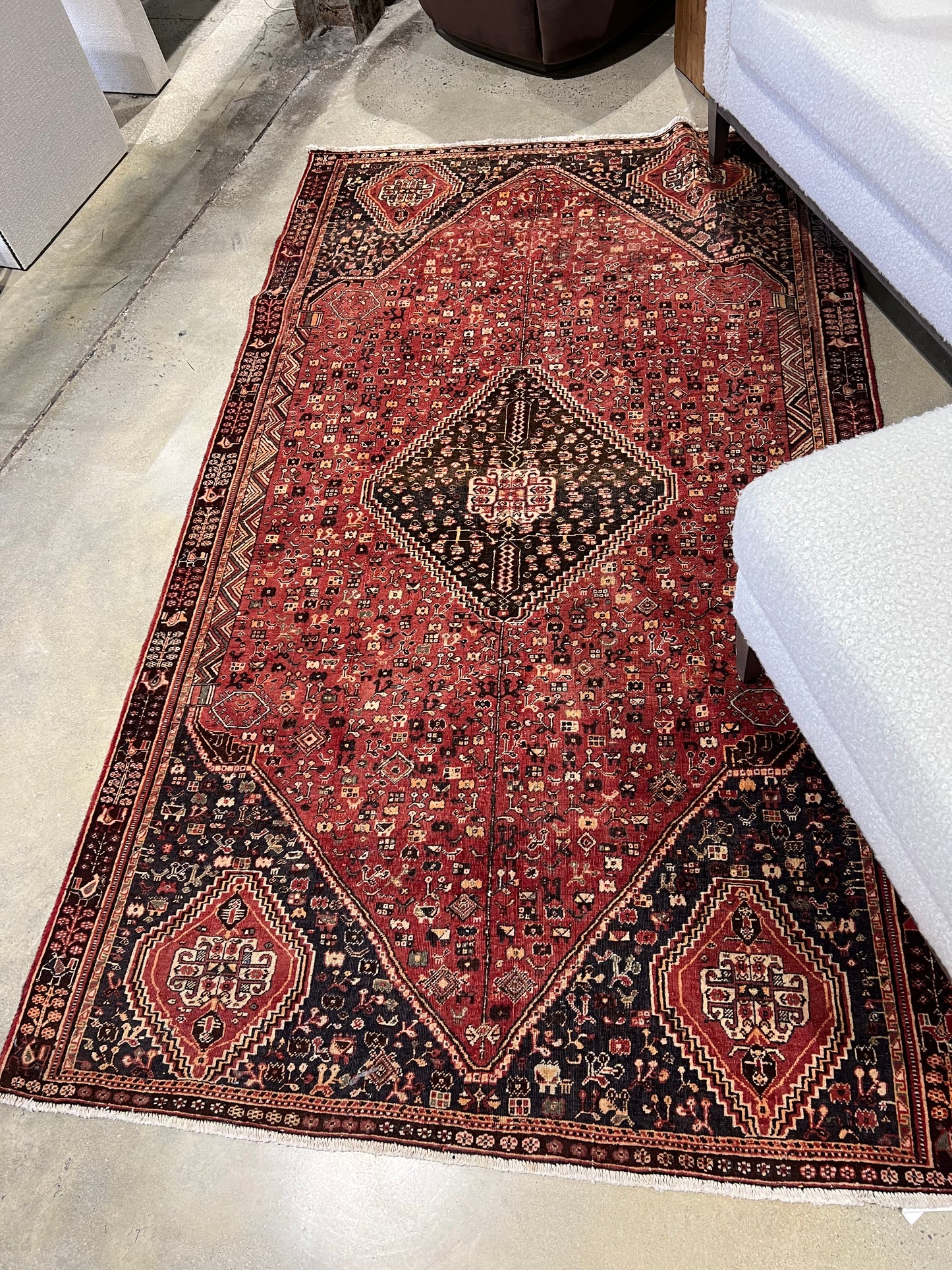 Vintage Hand-knotted Qashghi Rug