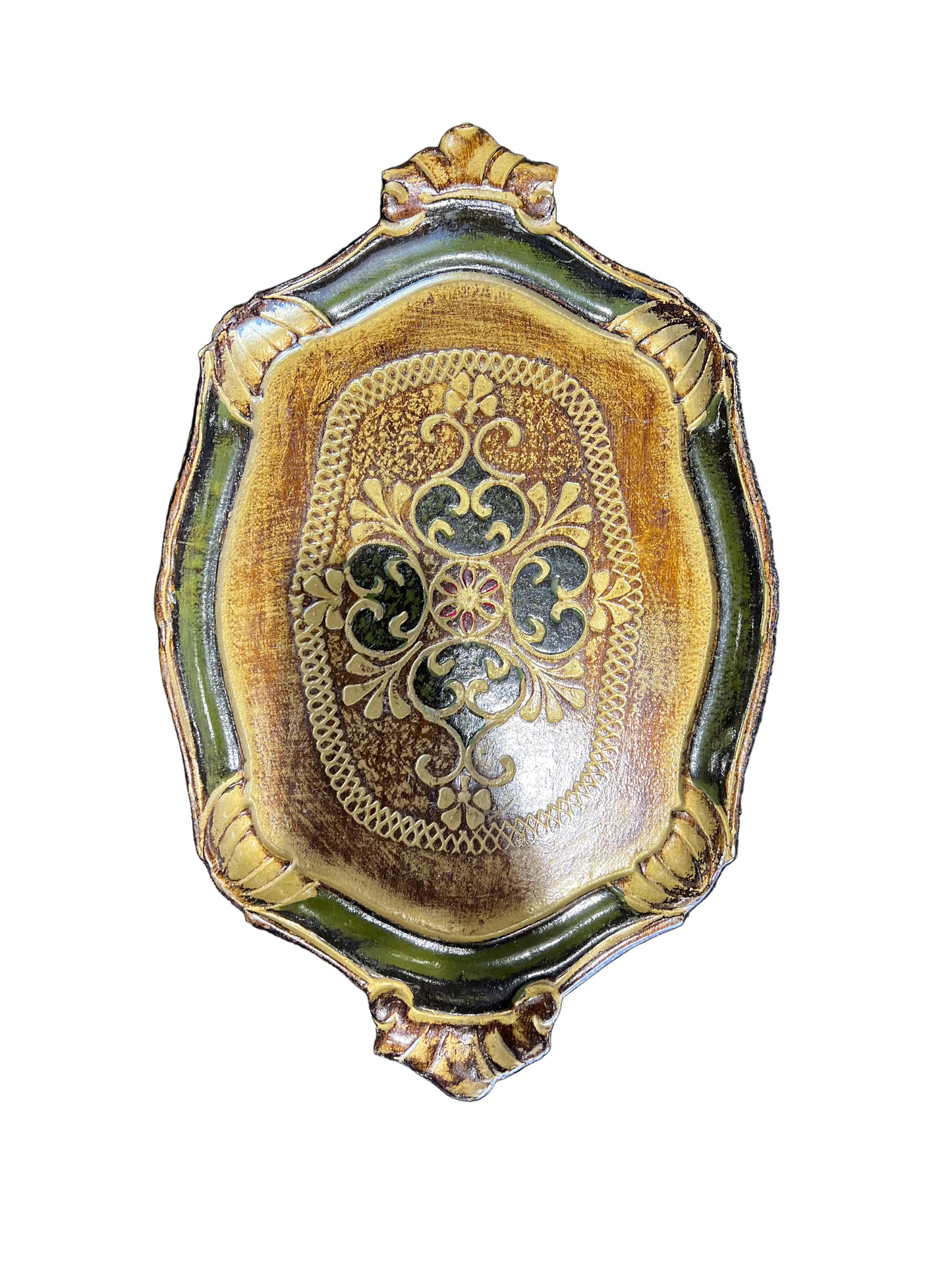 Green Hand Painted Venetian Tray