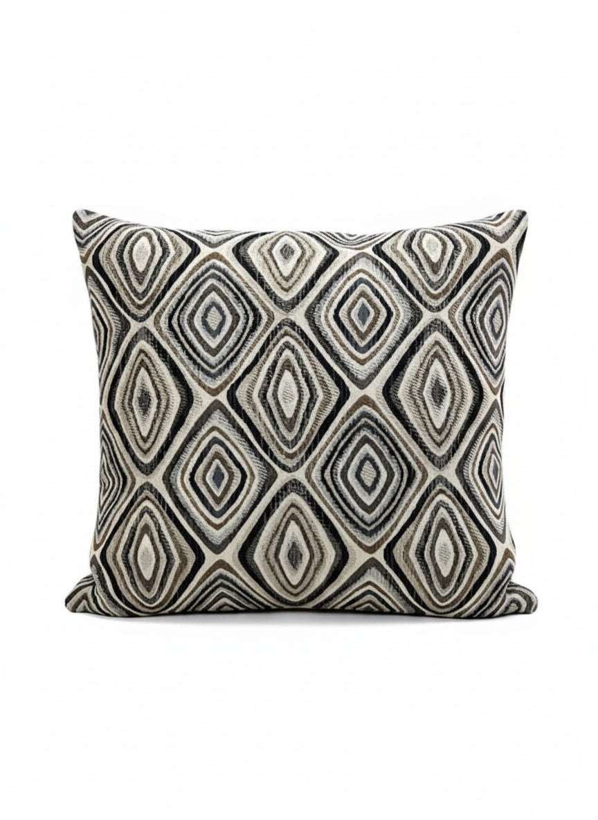 Geometric Brown Black and Cream Pillow