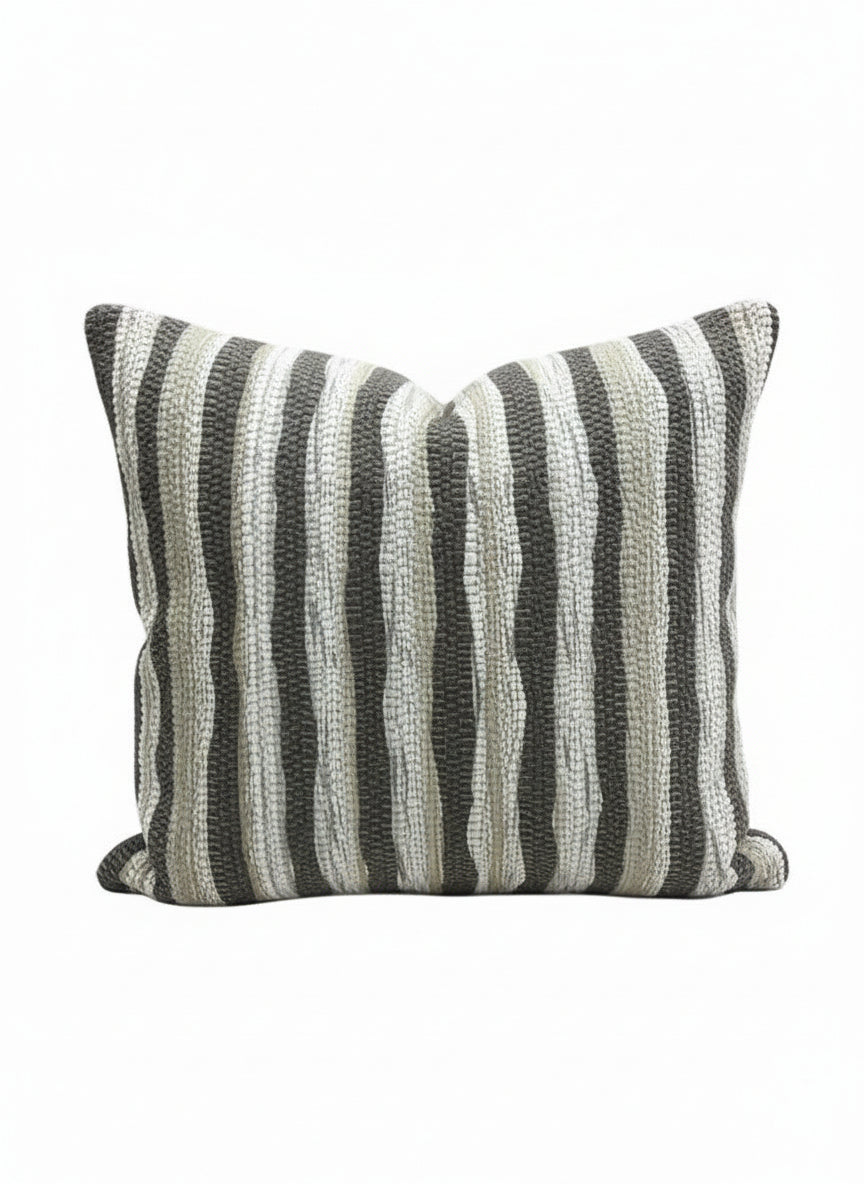 Textured Grey Stripe Pillow