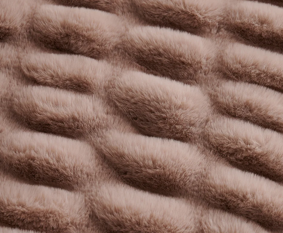 Ruched Rabbit Double-Sided Throw/Blush