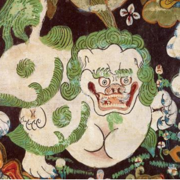 Foo Series Green Dog Art (3) 24"w x 24"h