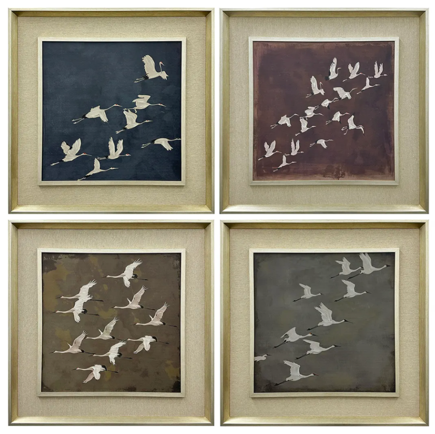 Flocking Feathers Art - 4 Piece