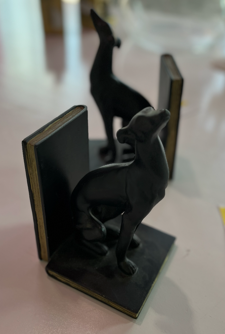 Set of Vintage Plaster Whippet Bookends