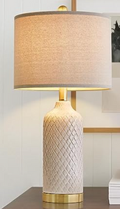 24.25" Modern Ceramic Table Lamp White and Gold