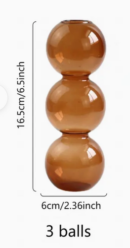3 Ball Tiered Glass Vase Brown