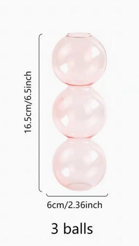 3 Ball Tiered Glass Vase Pink
