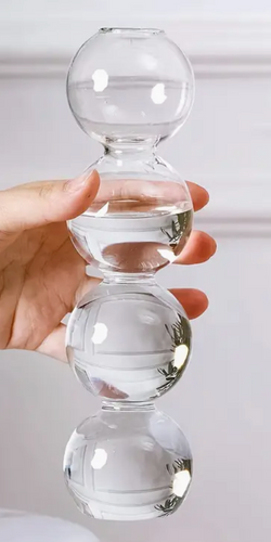 4 Ball Transparent Gourd-Shaped Glass Vase