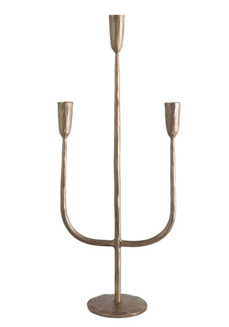 Hand-Forged Metal Candelabra with Antique Finish