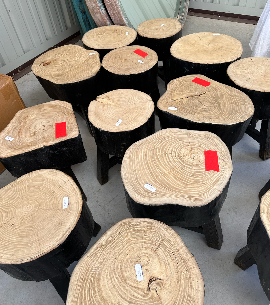 Black Tree Stump Side Table