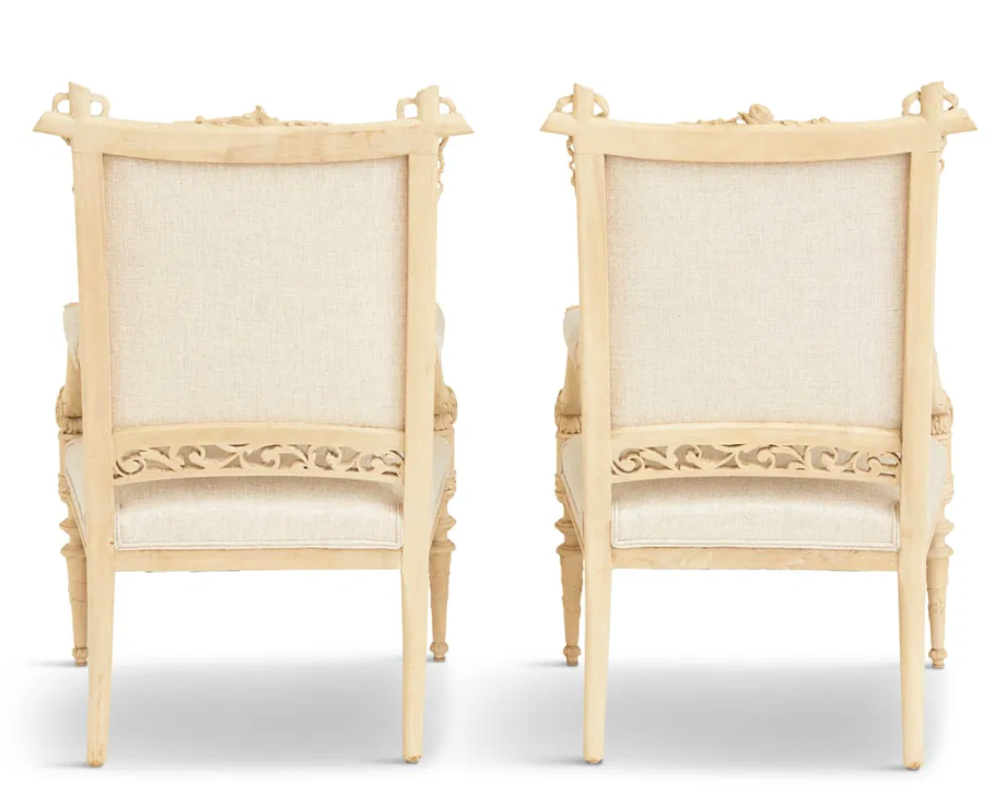 Louis XVI-Inspired Bleached Fruitwood Fauteuils
