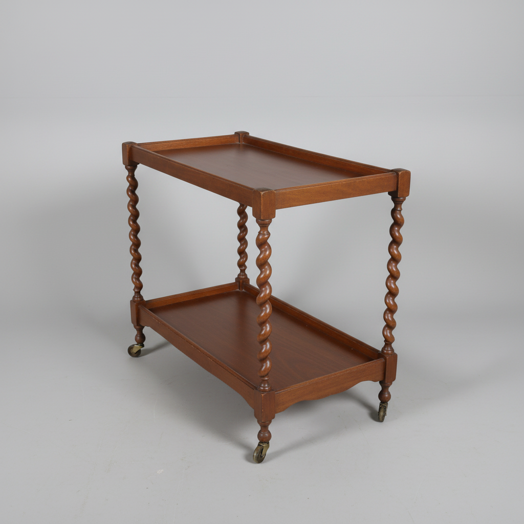Barley twist antique bar cart