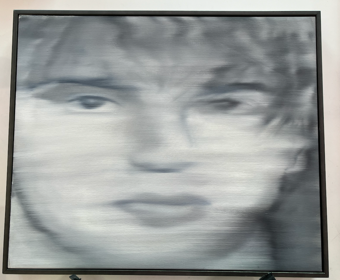 Oil On Canvas Black and White Face Framed