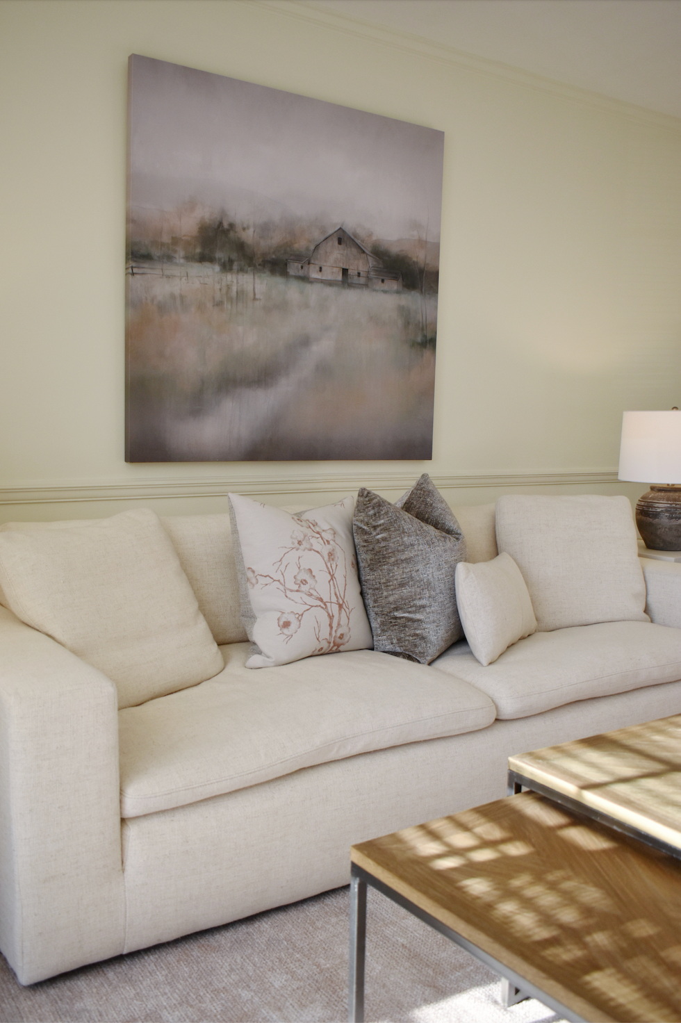 White Down-Feathered Sofa 96"